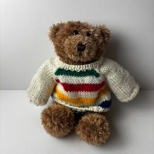 Gund Hudson Bay Company Teddy Bear 9" Plush Brown Sweater HBC Stripes Vintage